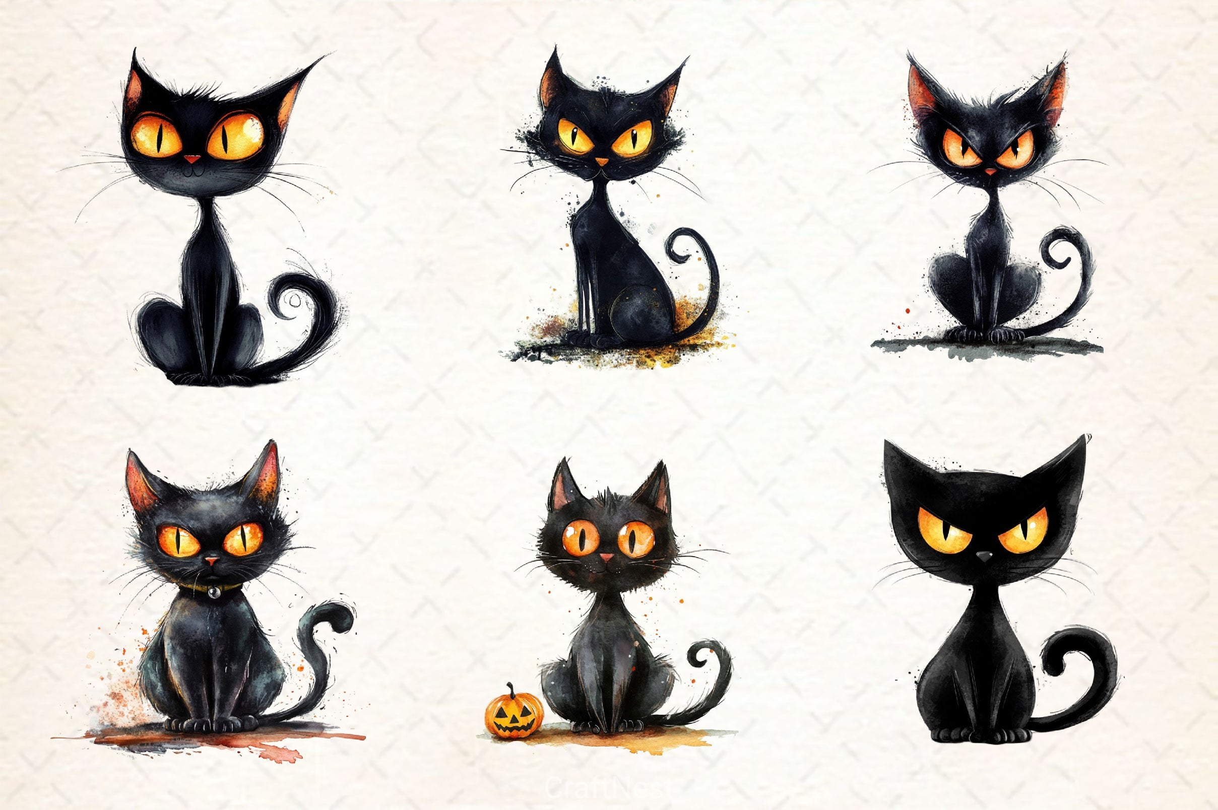 Halloween Black Scary Cat Clipart Bundle - CraftNest - Digital Crafting and Art
