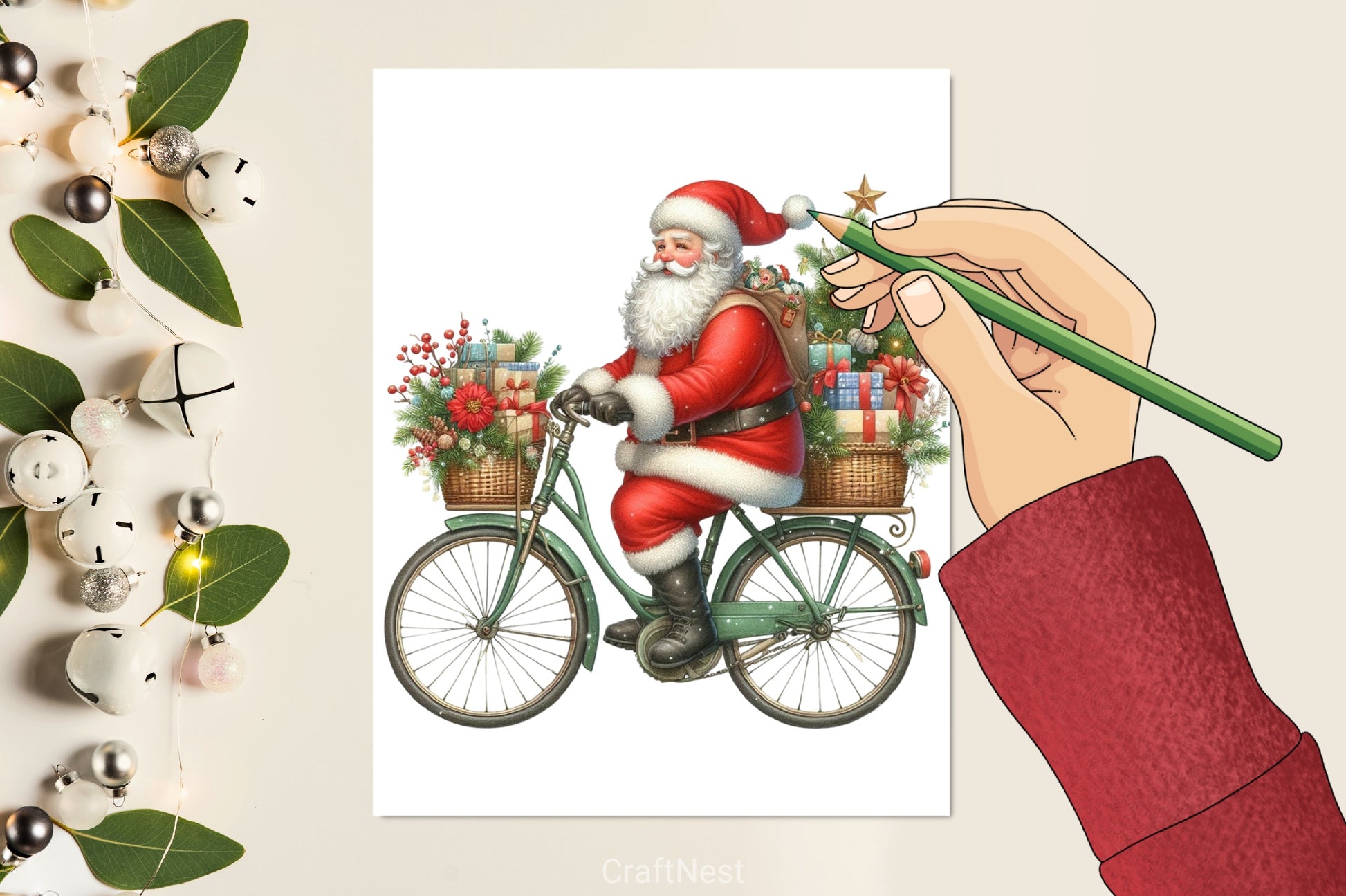 Santa Bicycle Gifts Clipart Bundle - CraftNest - Digital Crafting and Art