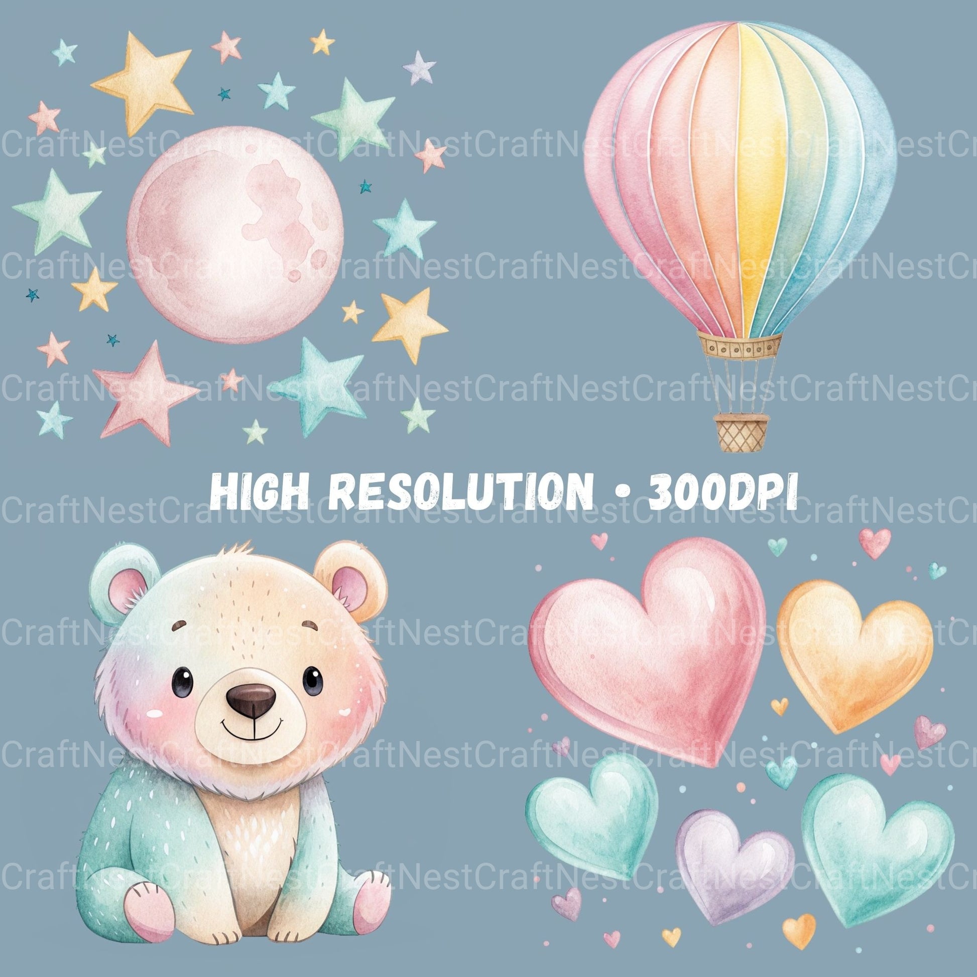Pastel Nursery Decor Clipart Bundle - CraftNest - Digital Crafting and Art