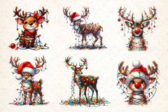 Cute Reindeer Christmas Clipart Bundle 12 - CraftNest - Digital Crafting and Art