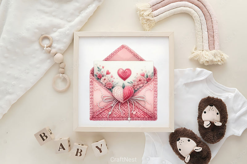 Pink Valentine Crochet Envelopes Clipart Bundle - CraftNest - Digital Crafting and Art