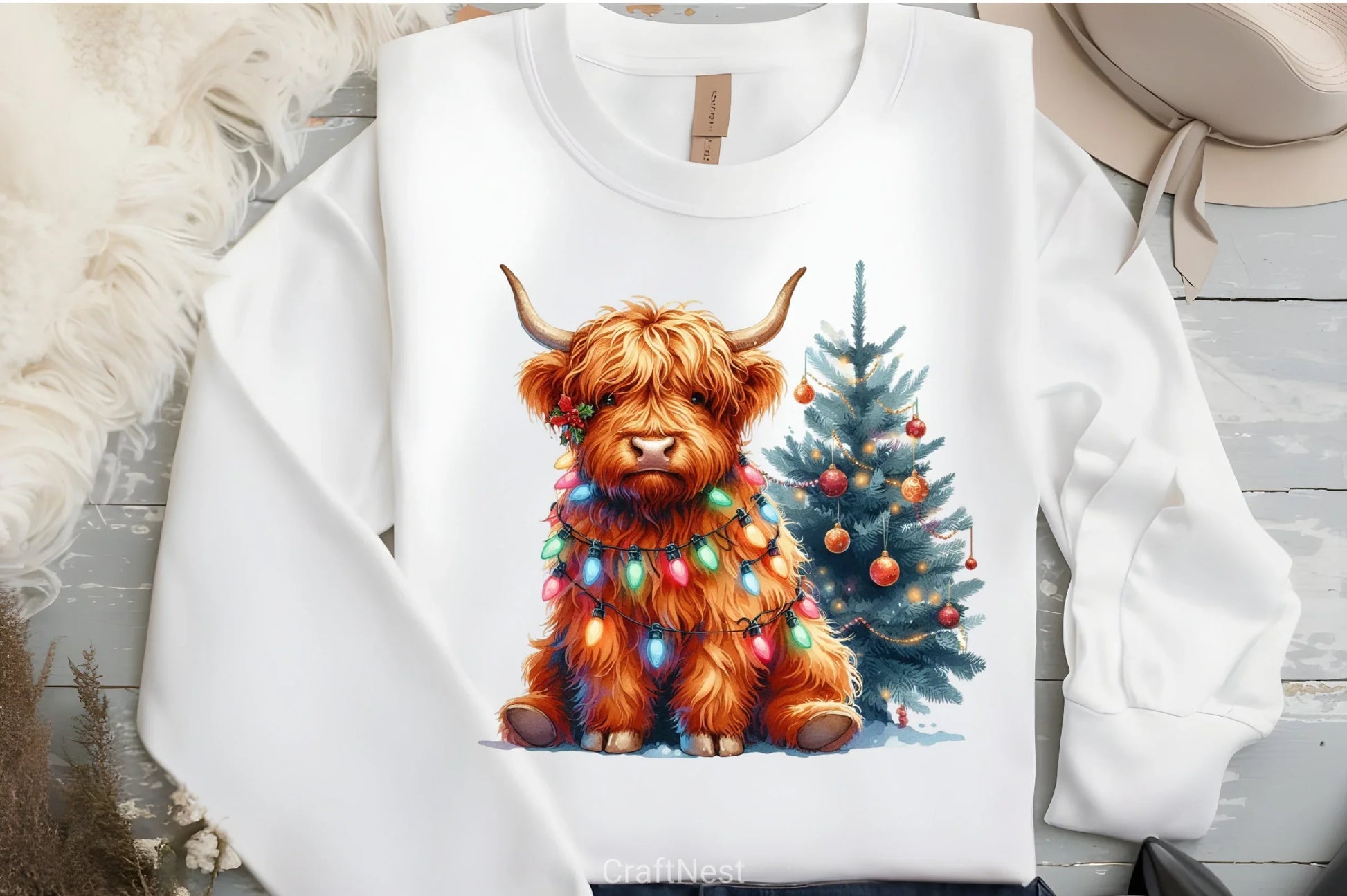 Cute Christmas Highland Cow Clipart Bundle 4 - CraftNest - Digital Crafting and Art