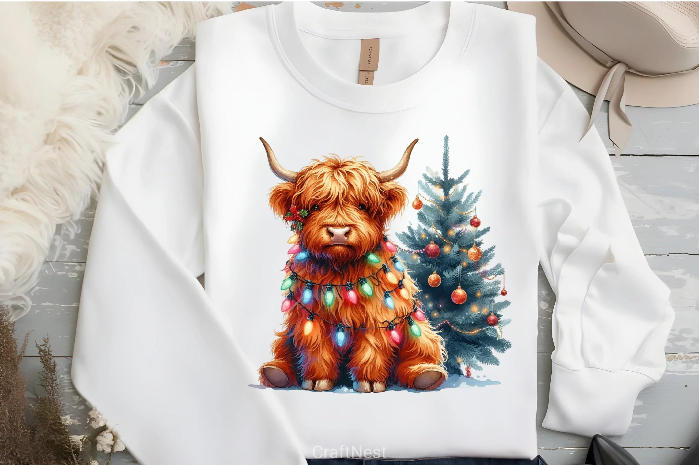 Cute Christmas Highland Cow Clipart Bundle 4 - CraftNest - Digital Crafting and Art