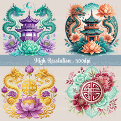 Chinoiserie Motif Clipart Bundle - CraftNest - Digital Crafting and Art
