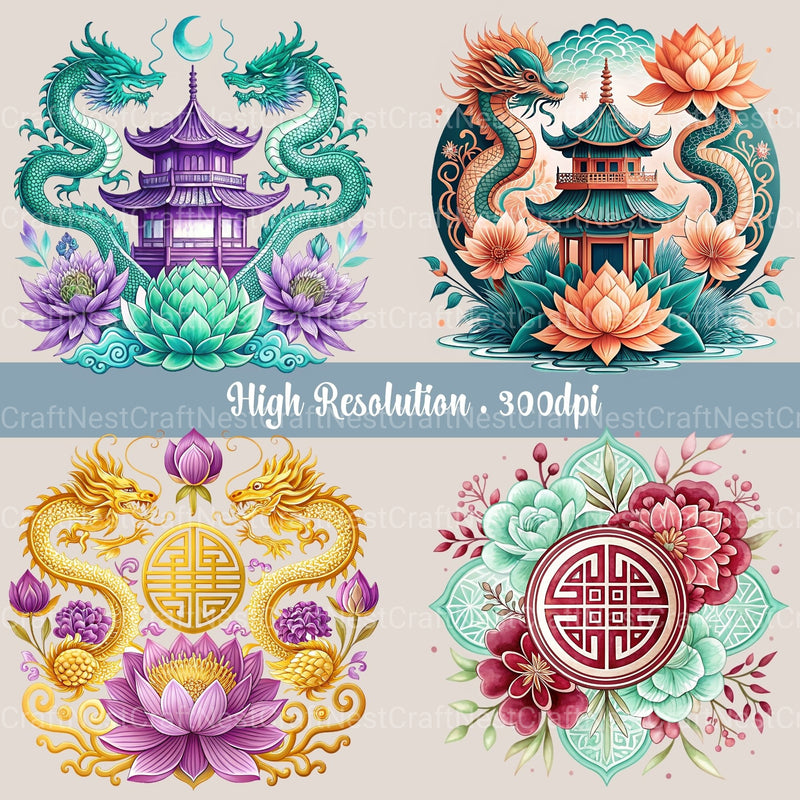 Chinoiserie Motif Clipart Bundle - CraftNest - Digital Crafting and Art
