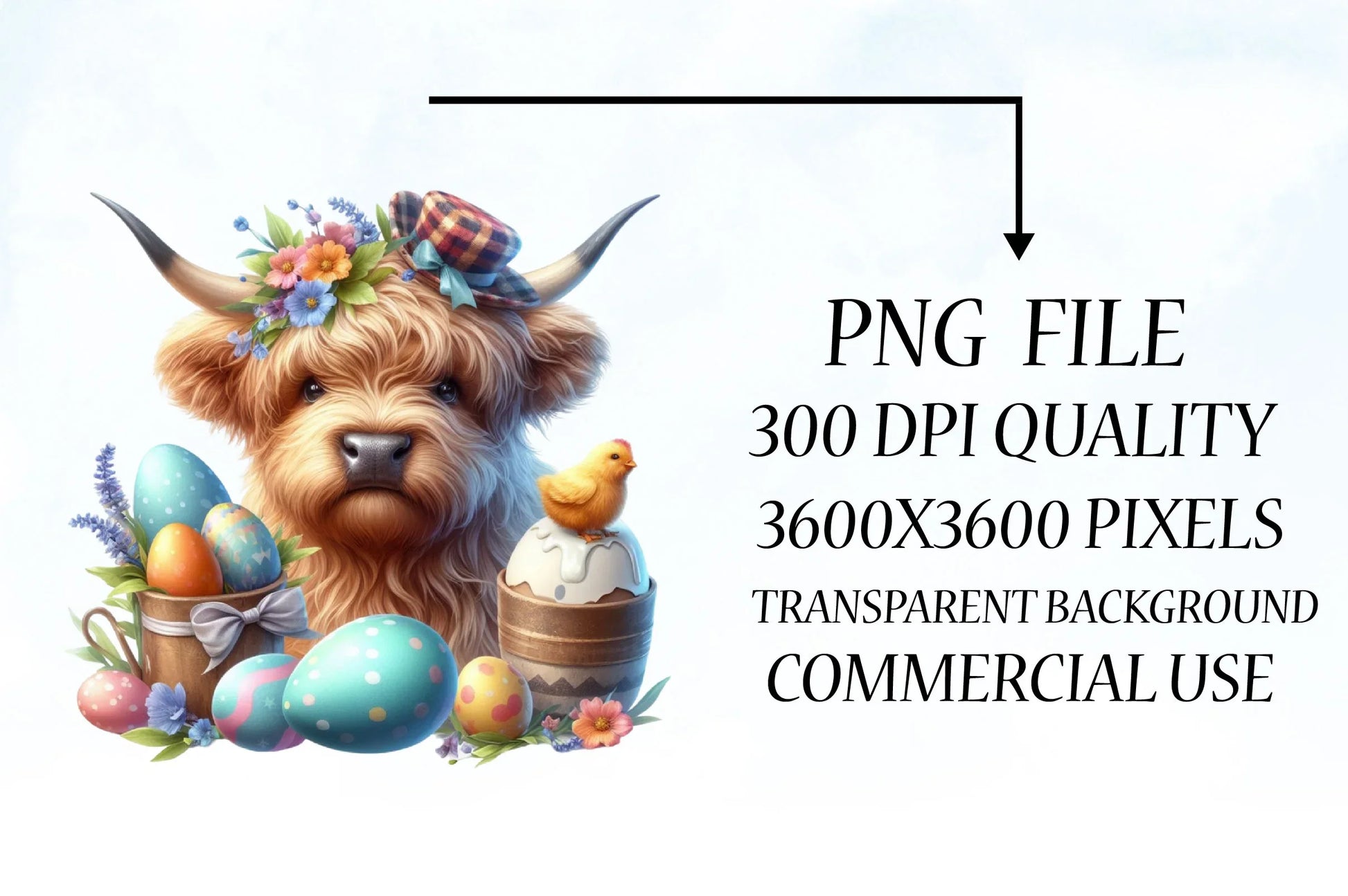 Highland Cow Easter Basket Clipart Bundle - CraftNest - Digital Crafting and Art