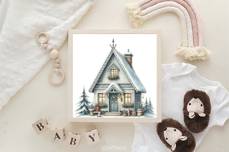 Cozy Nordic House Christmas Clipart Bundle - CraftNest - Digital Crafting and Art