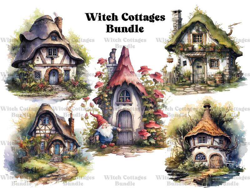 Witch Cottages Clipart - CraftNest