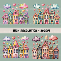 Row Houses 2 Clipart Bundle - CraftNest - Digital Crafting and Art