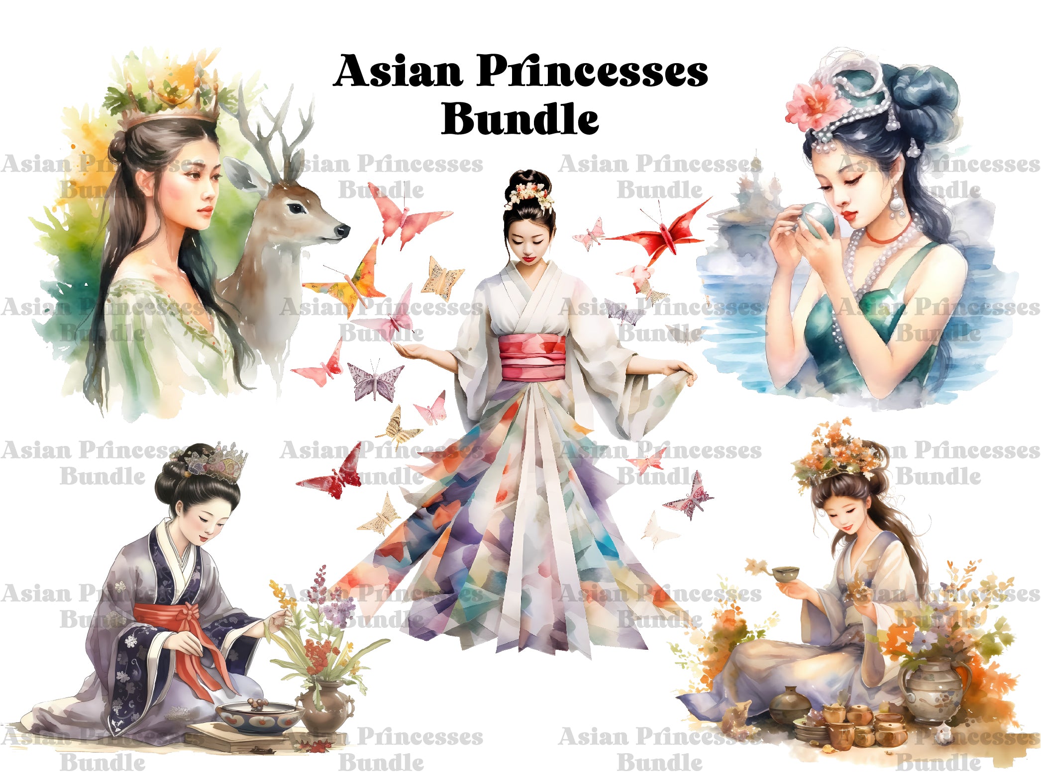 Asian Princesses Clipart - CraftNest