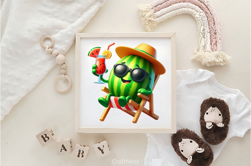 Cute Summer Watermelon Clipart Bundle - CraftNest - Digital Crafting and Art