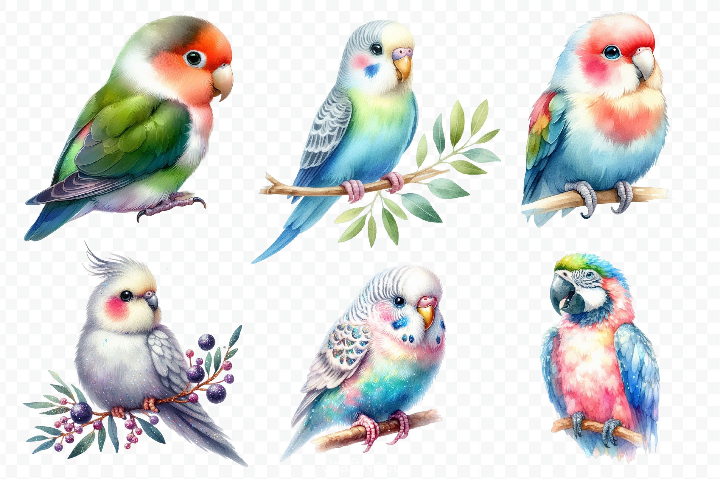 Lovebirds Set Clipart Bundle - CraftNest - Digital Crafting and Art