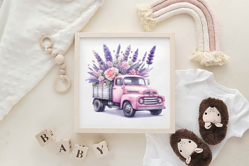 Vintage Floral Truck Clipart Bundle - CraftNest - Digital Crafting and Art