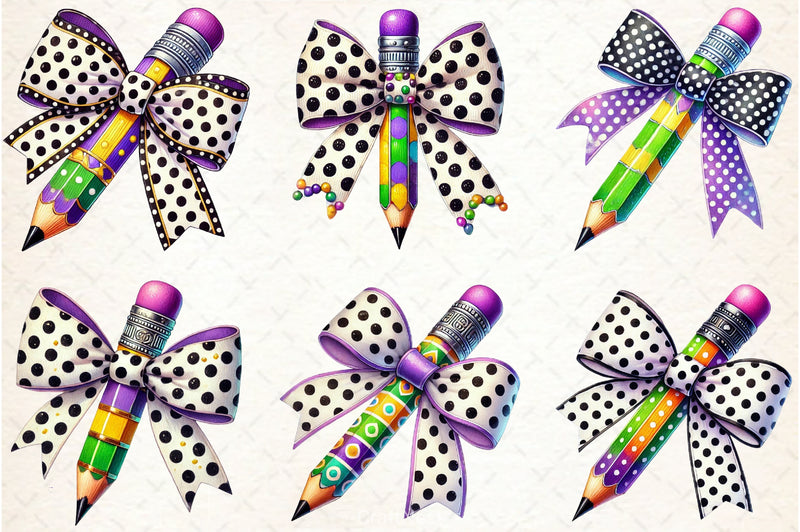 Mardi Gras Pencil Bow Clipart Bundle - CraftNest - Digital Crafting and Art