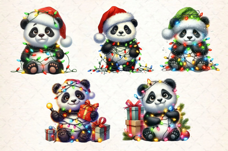 Cute Panda Christmas Clipart Bundle - CraftNest - Digital Crafting and Art