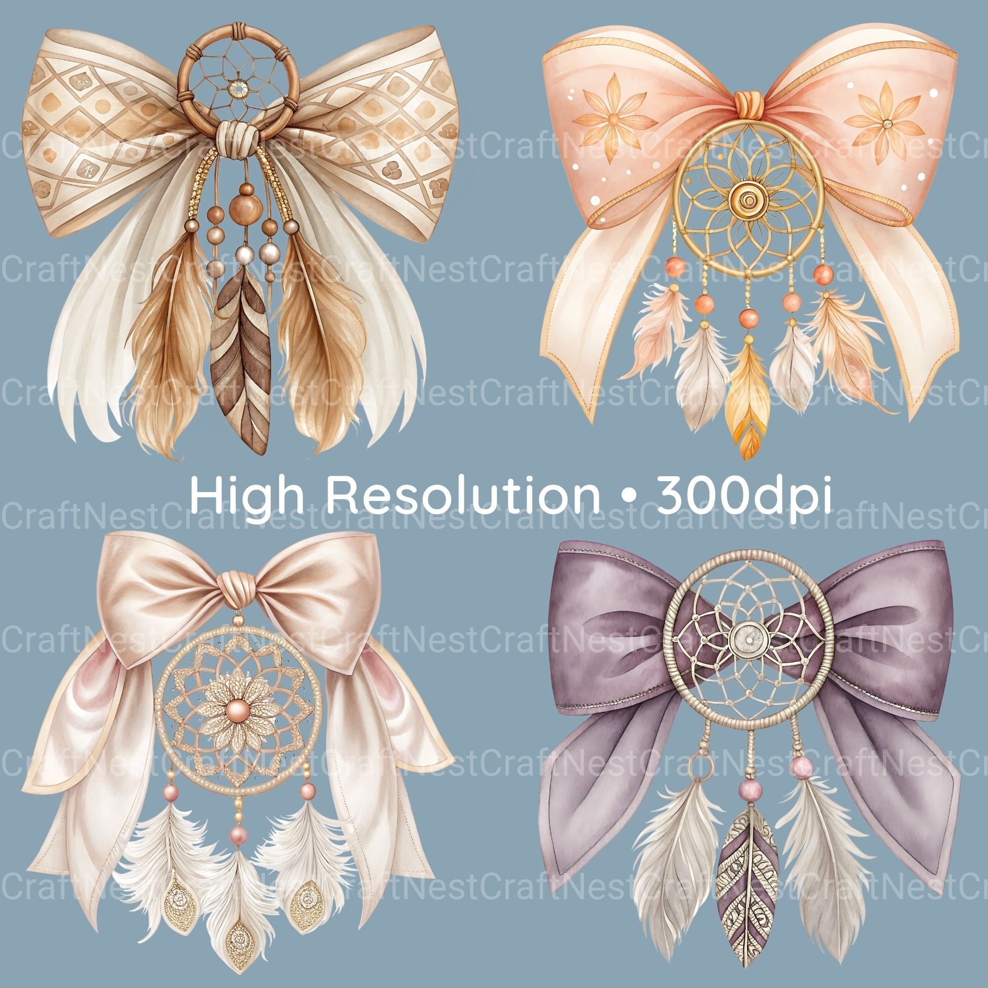 Dreamcatcher Bows Clipart Bundle - CraftNest - Digital Crafting and Art