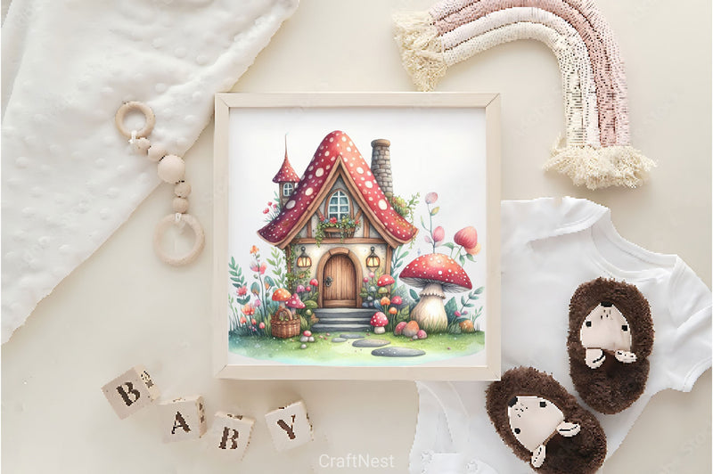 Mushroom House Clipart Bundle - CraftNest - Digital Crafting and Art