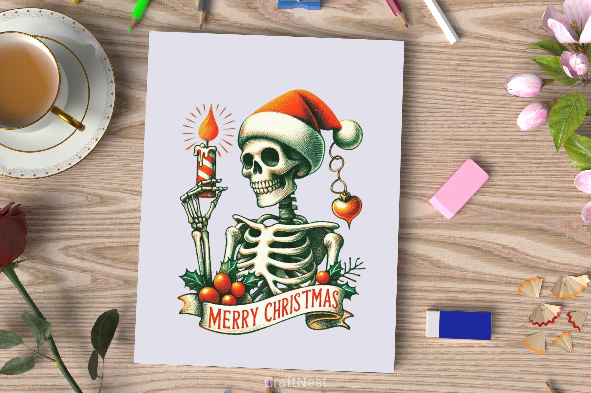 Retro Christmas Skeleton Clipart Bundle 3 - CraftNest - Digital Crafting and Art