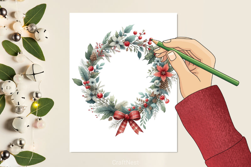 Christmas Wreath Clipart Bundle 5 - CraftNest - Digital Crafting and Art