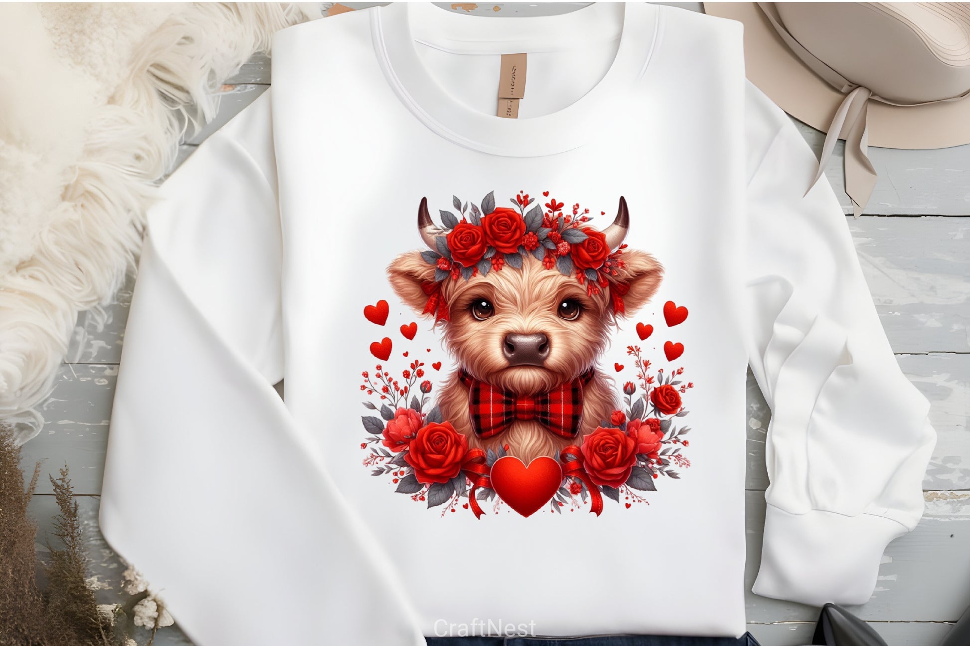 Valentine's Day Highland Cows Clipart Bundle - CraftNest - Digital Crafting and Art