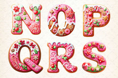 Pink Christmas Gingerbread Alphabet Clipart Bundle 2 - CraftNest - Digital Crafting and Art