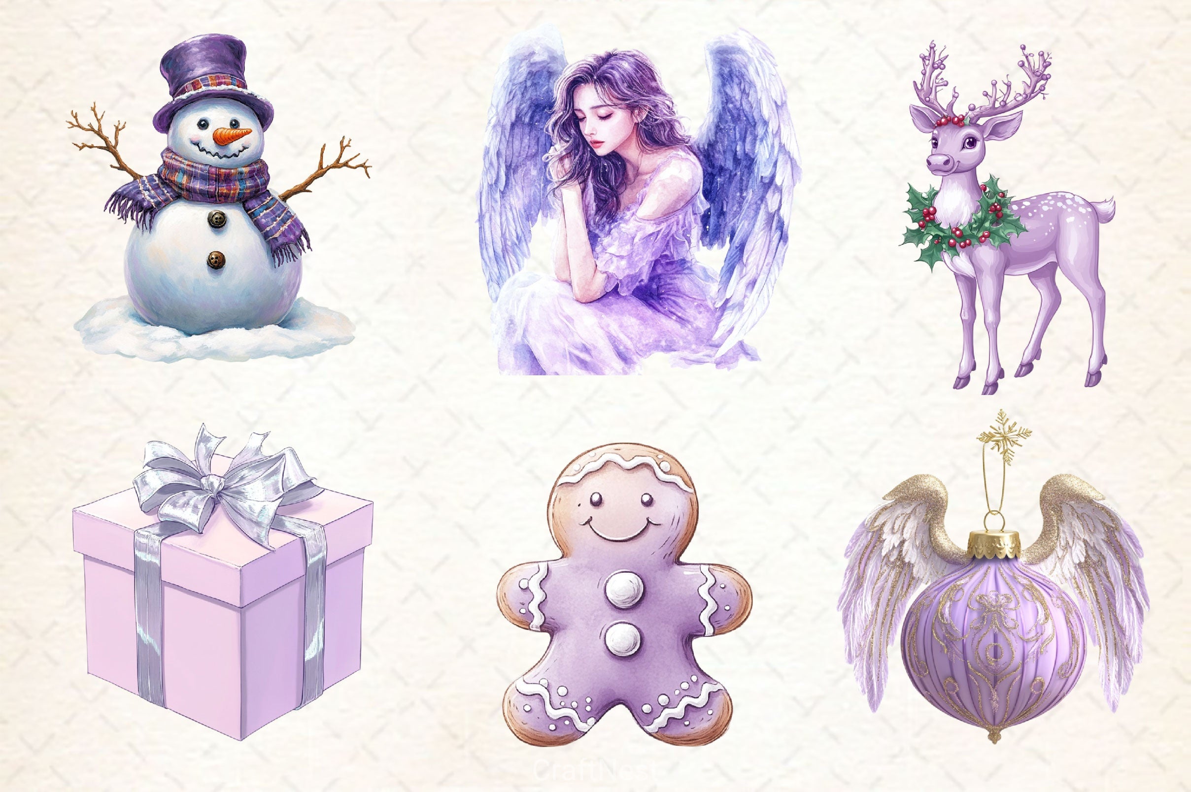 Pastel Purple Christmas Clipart Bundle 2 - CraftNest - Digital Crafting and Art