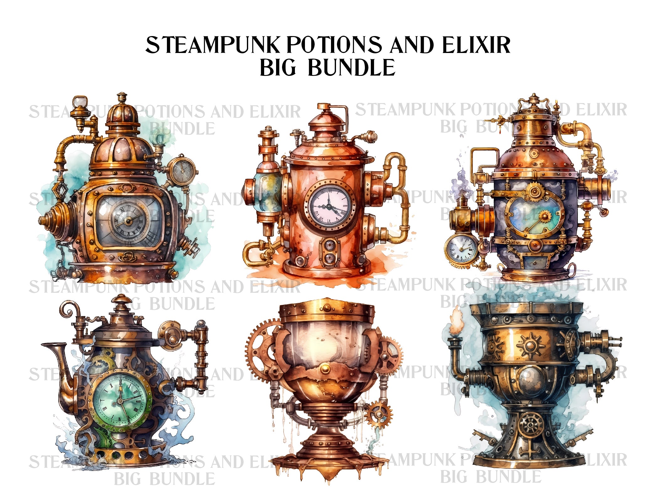 Steampunk Potions And Elixirs Clipart - CraftNest