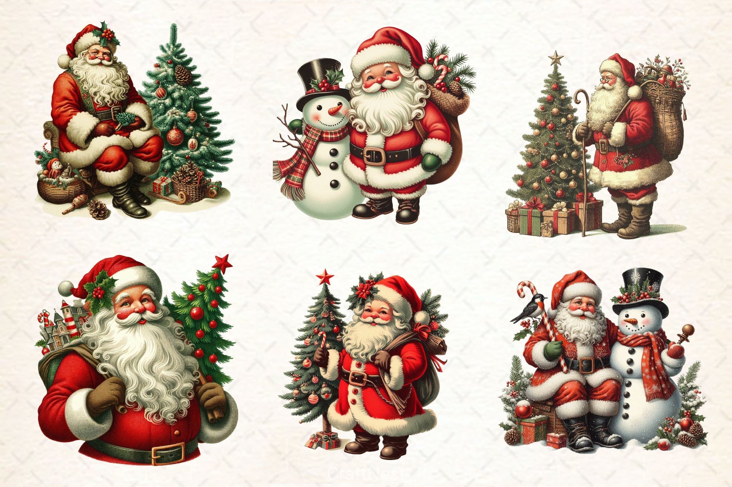 Vintage Christmas Santa Clipart Bundle 4 - CraftNest - Digital Crafting and Art