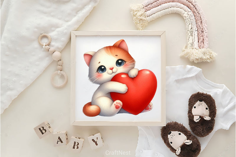 Adorable Animals Hug Hearts Clipart Bundle - CraftNest - Digital Crafting and Art