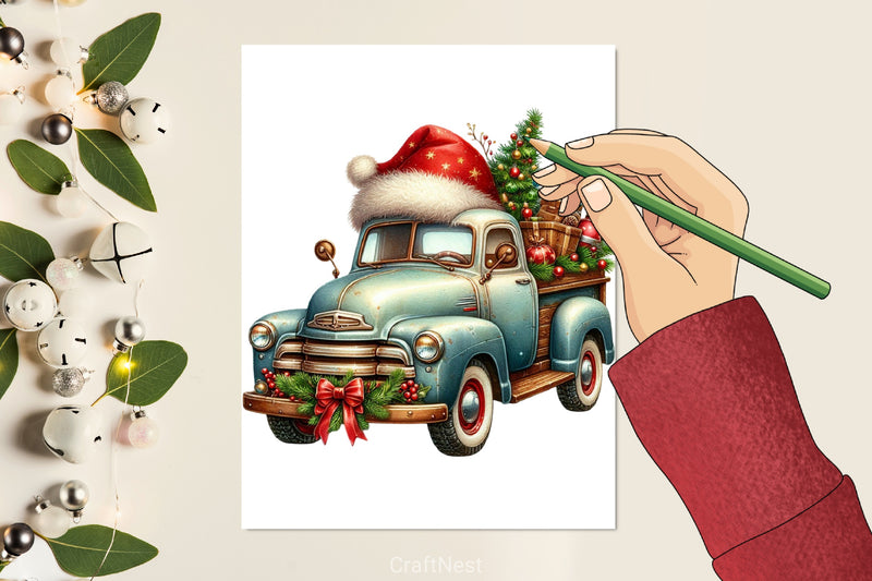 Christmas Truck Clipart Bundle 11 - CraftNest - Digital Crafting and Art