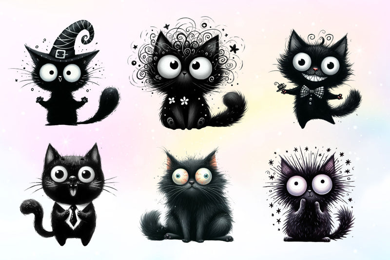 Funny Black Cats Clipart Bundle 3 - CraftNest - Digital Crafting and Art
