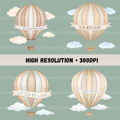 Hot Air Balloons Nursery Quotes Clipart Bundle - CraftNest - Digital Crafting and Art