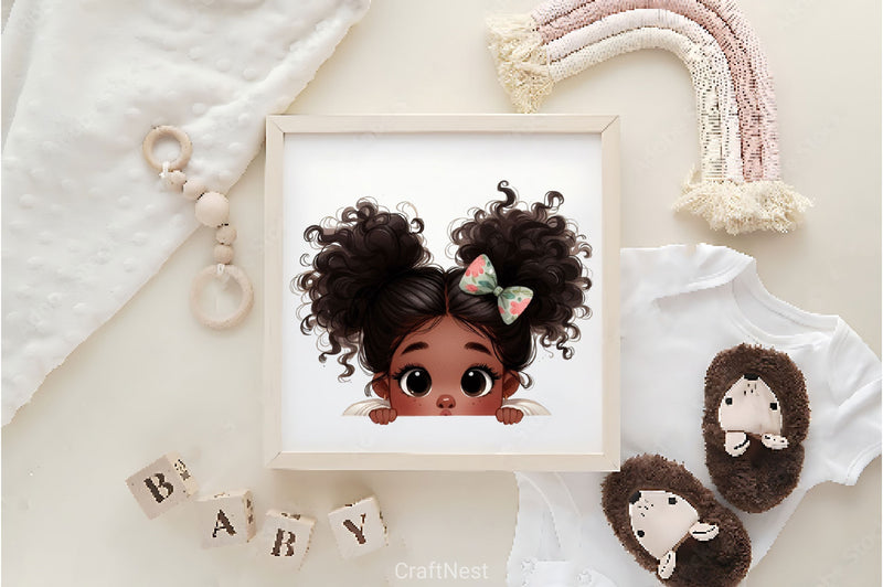Peekaboo African Black Girl Clipart Bundle 1 - CraftNest - Digital Crafting and Art