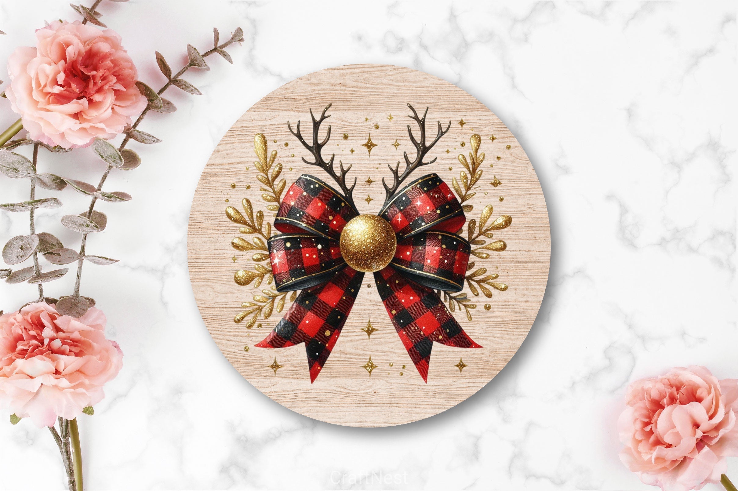 Christmas Reindeer Bow Clipart Bundle - CraftNest - Digital Crafting and Art