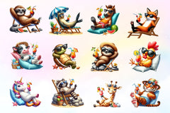 Summer Cocktail And Animals Clipart Bundle - CraftNest - Digital Crafting and Art