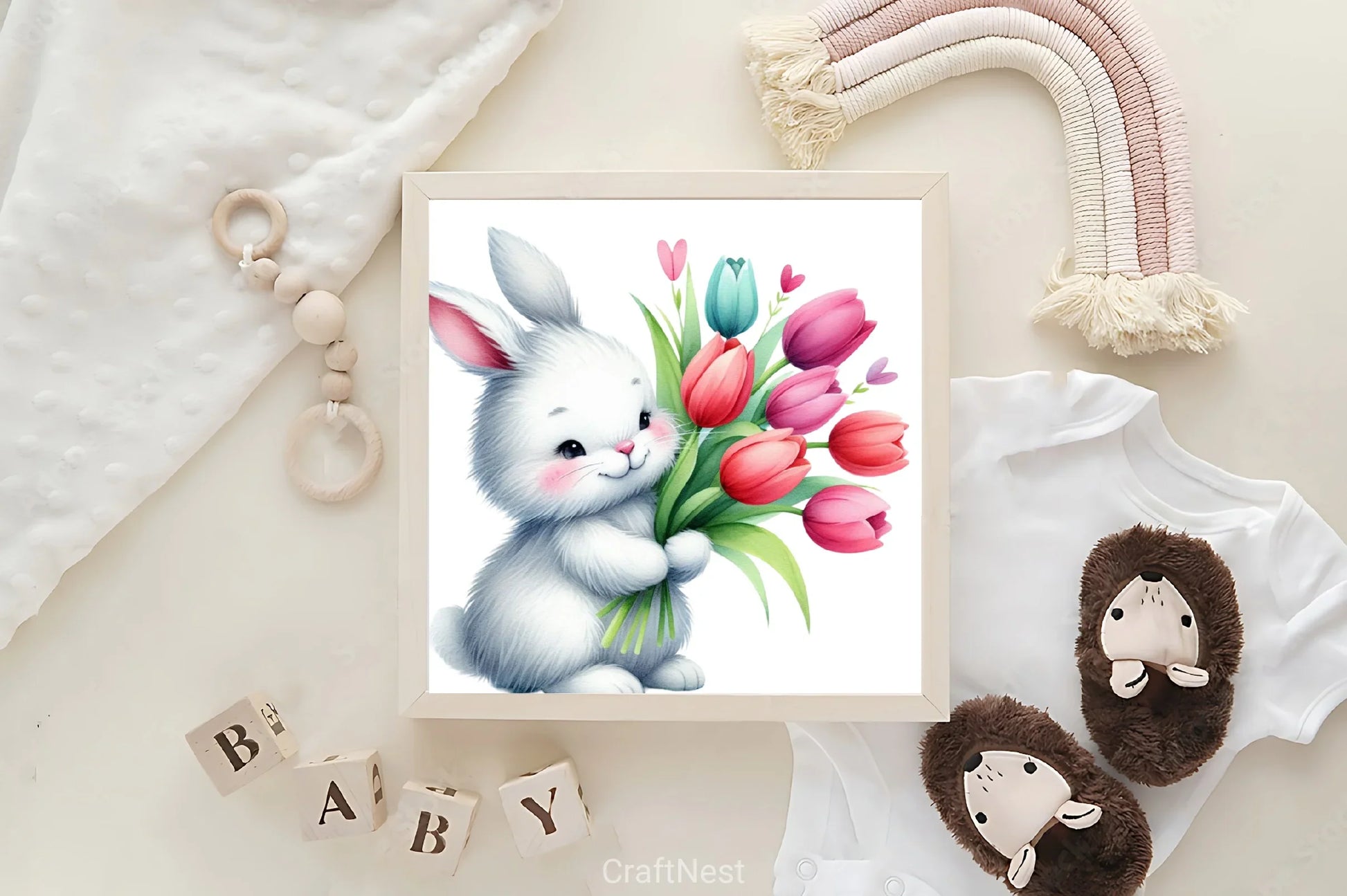 Bunny Spring Flowers Clipart Bundle 9 - CraftNest - Digital Crafting and Art
