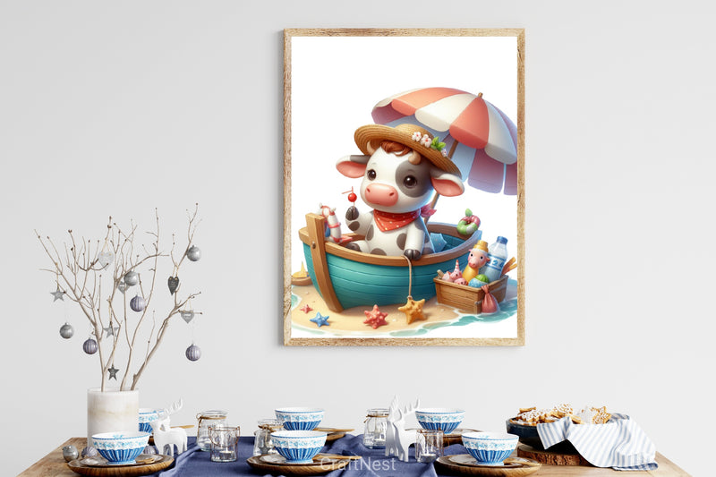 Cute Cow Boat Summer Clipart Bundle - CraftNest - Digital Crafting and Art