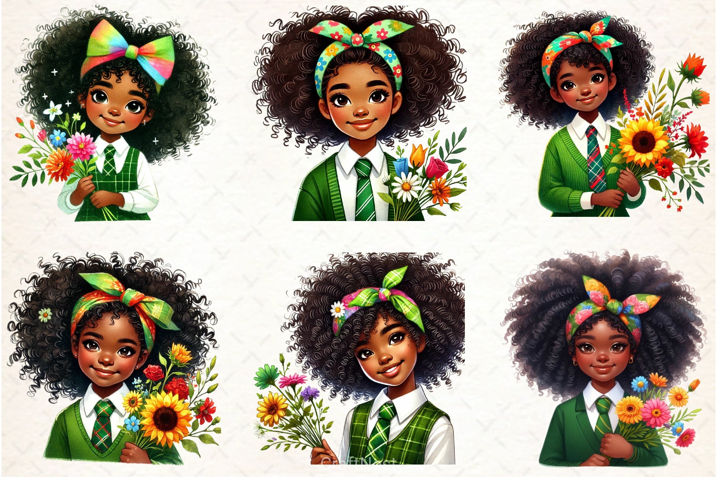 Black History Afro Girl Clipart Bundle - CraftNest - Digital Crafting and Art