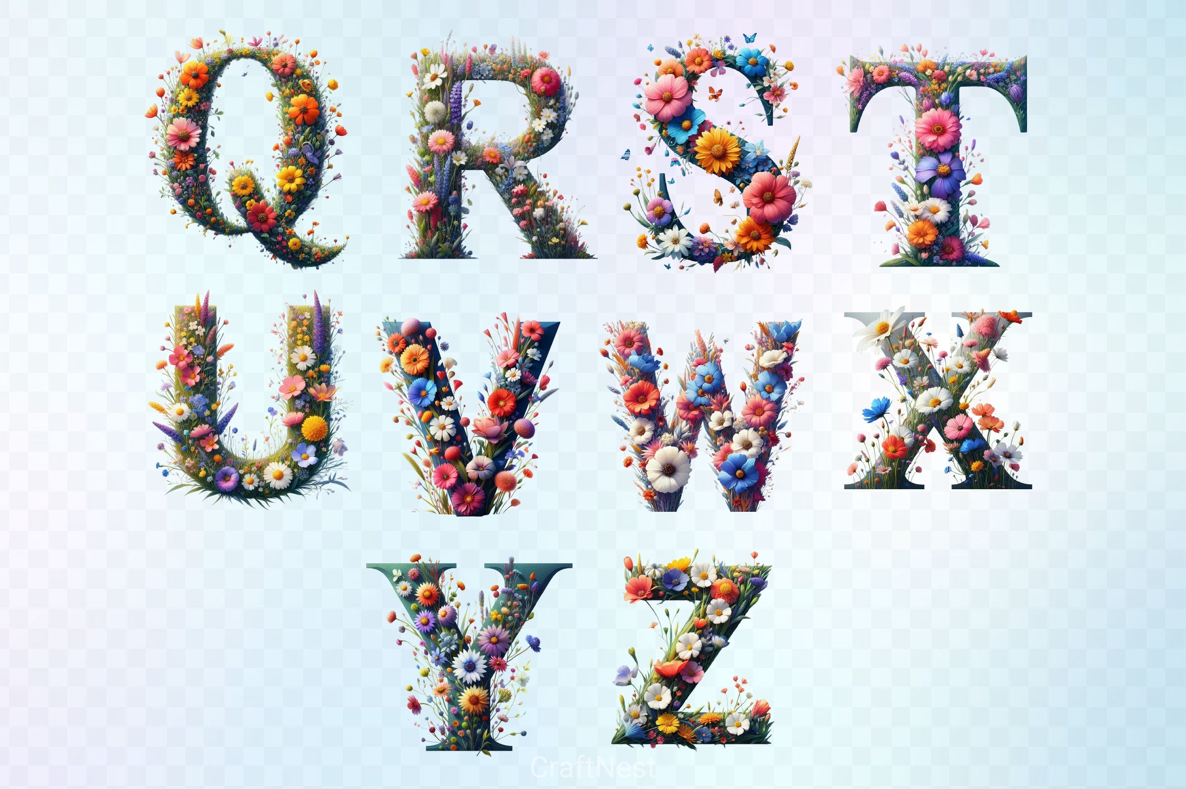 Flower Alphabet Clipart Bundle - CraftNest - Digital Crafting and Art