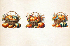 Vintage Pumpkin Basket Clipart Bundle - CraftNest - Digital Crafting and Art