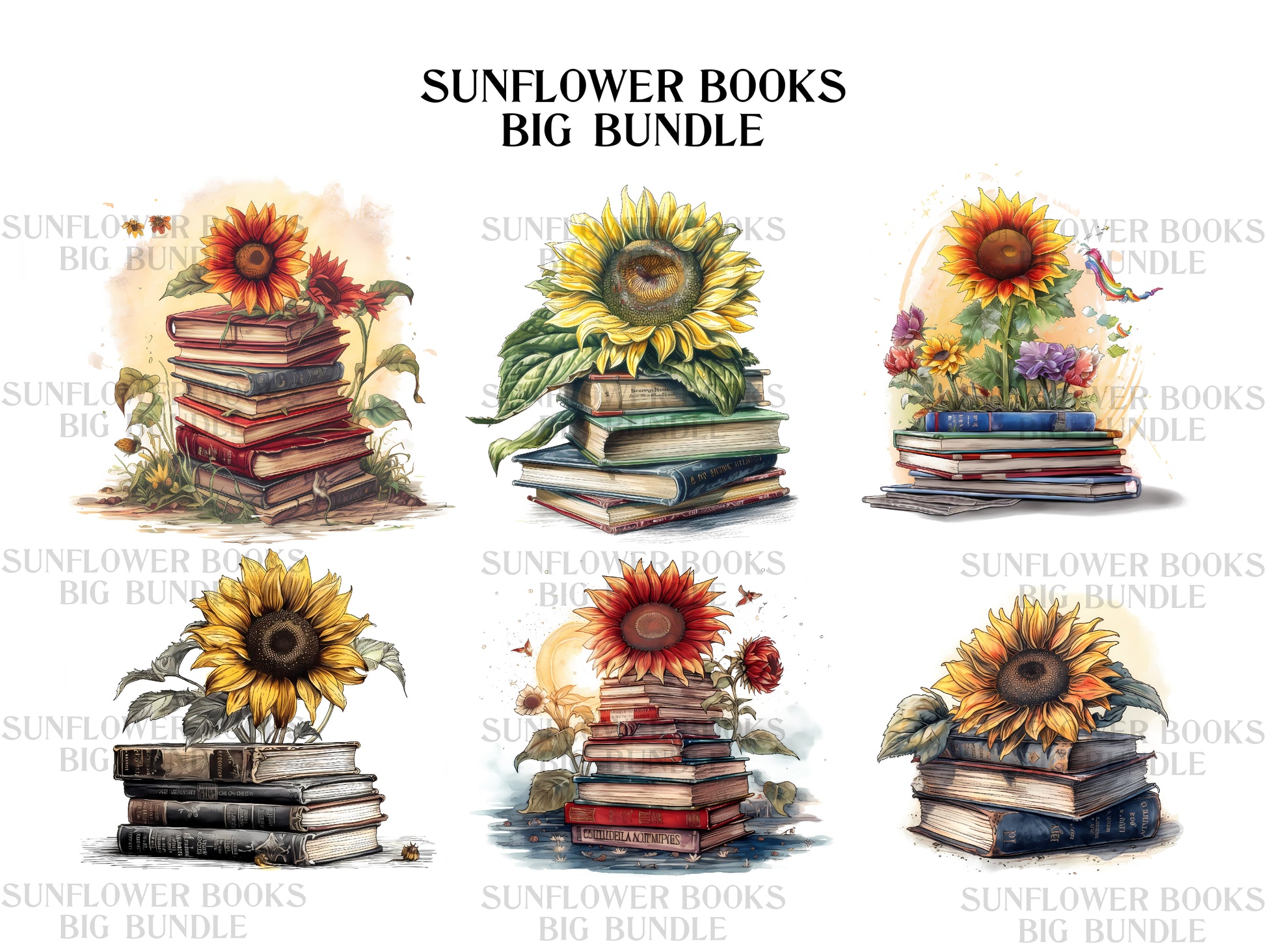 Sunflower Books Clipart - CraftNest