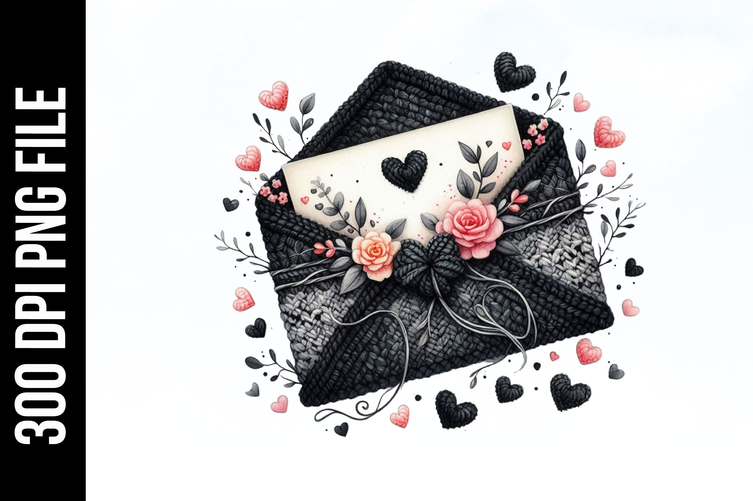 Black Valentine Crochet Envelopes Bundle - CraftNest - Digital Crafting and Art