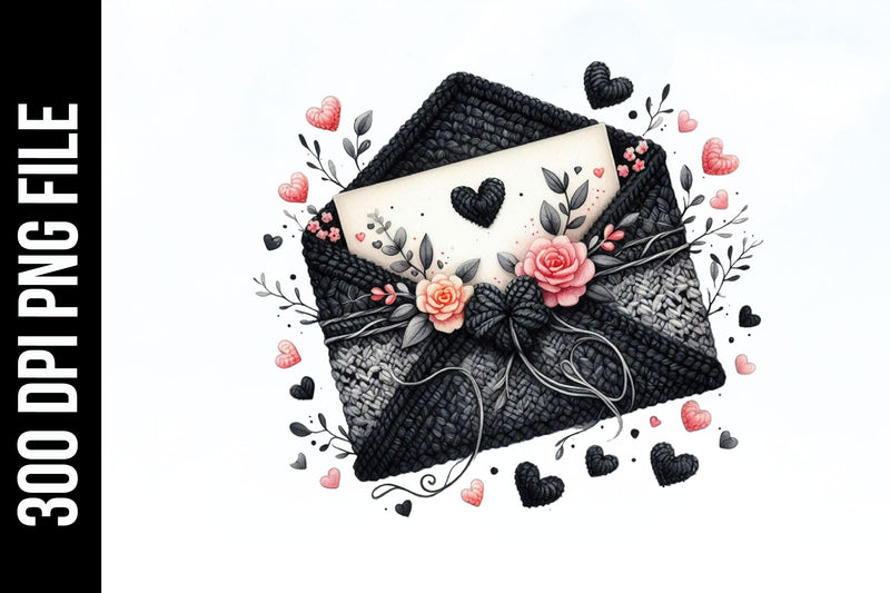Black Valentine Crochet Envelopes Bundle - CraftNest - Digital Crafting and Art