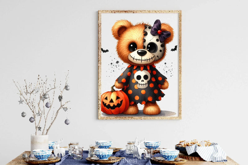 Spooky Halloween Teddy Bear Clipart Bundle - CraftNest - Digital Crafting and Art