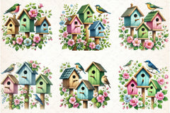Spring Birdhouse Clipart Bundle - CraftNest - Digital Crafting and Art