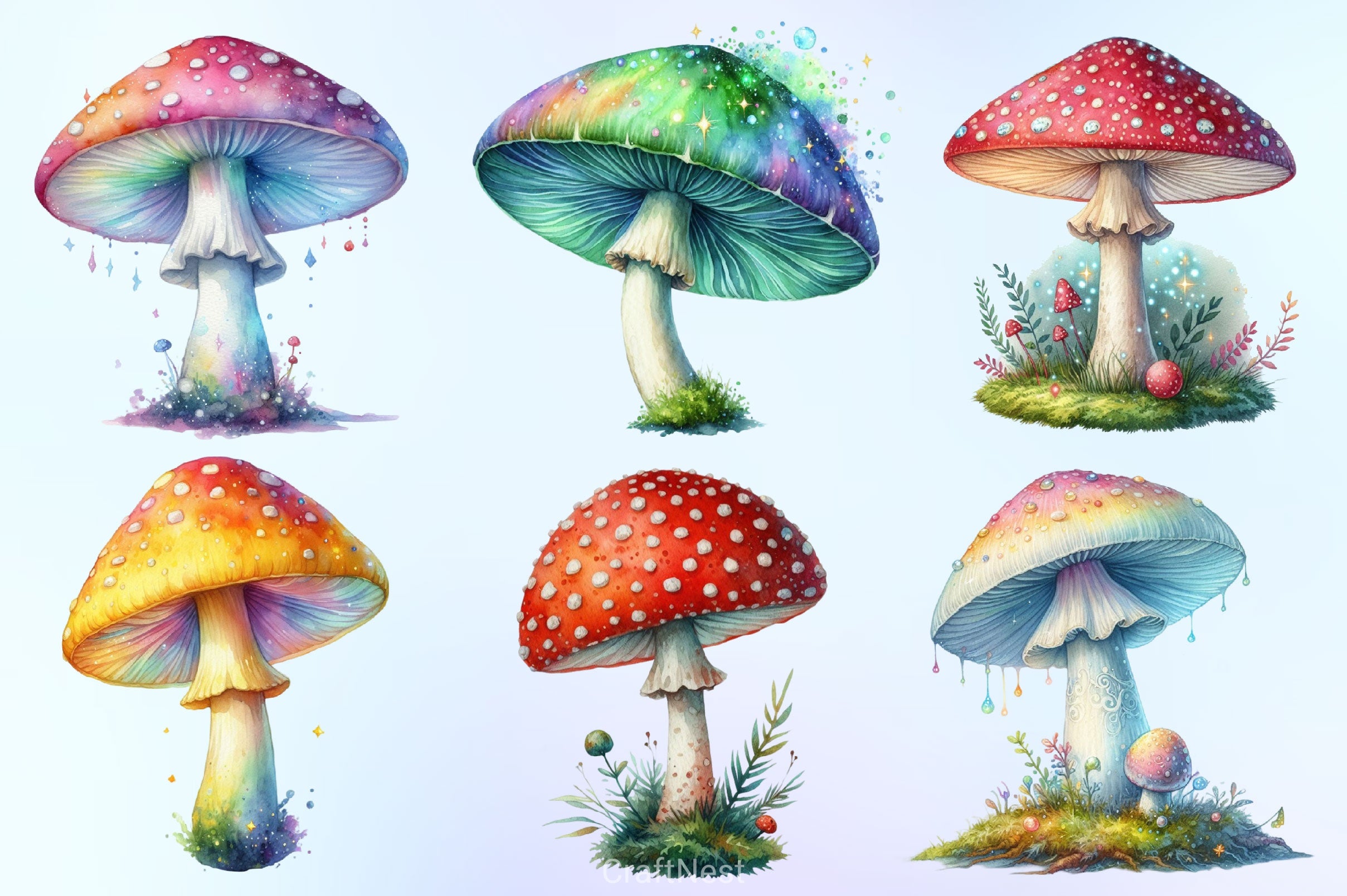 Mystical Mushrooms Clipart Bundle - CraftNest - Digital Crafting and Art