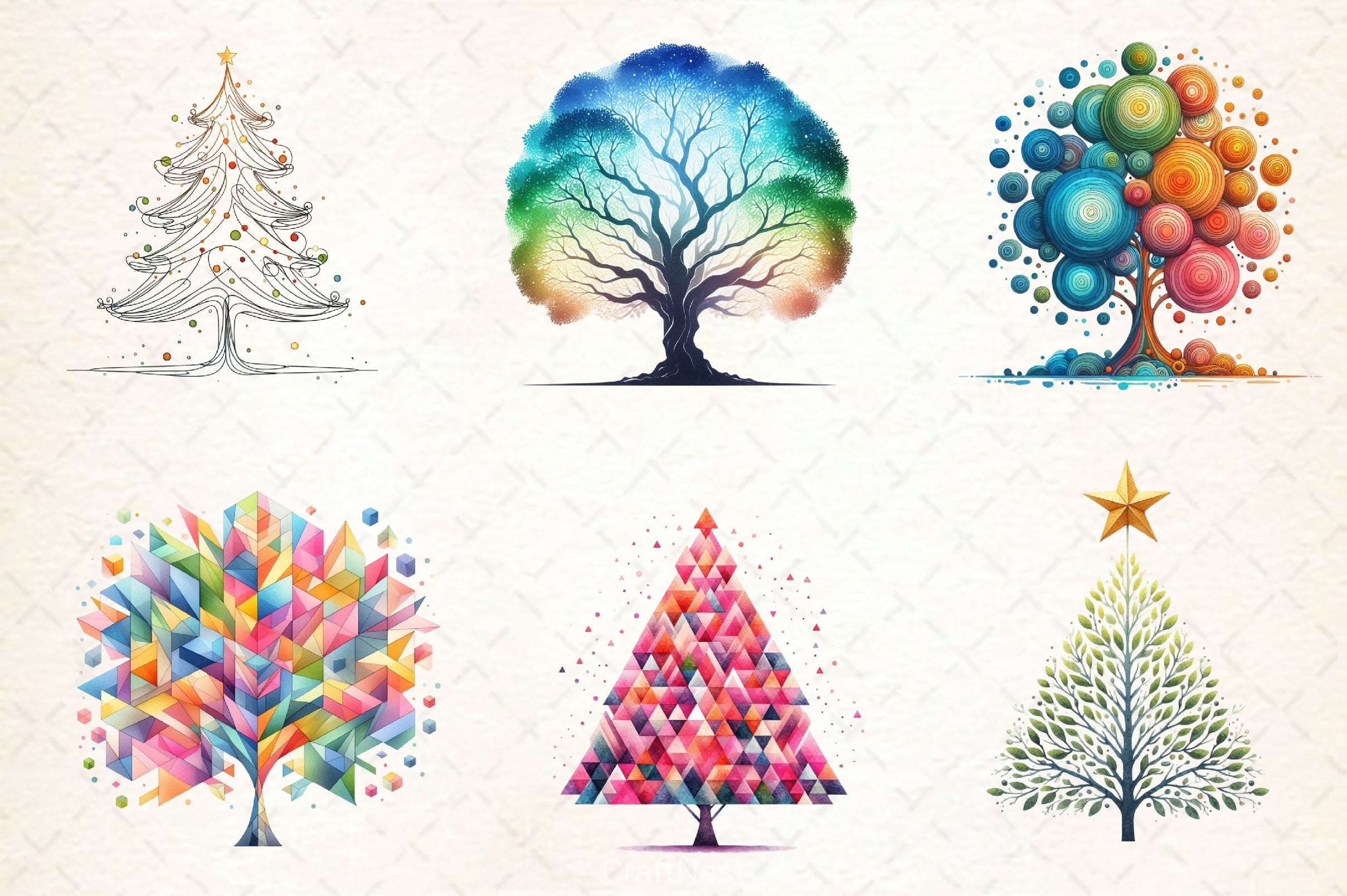 Minimalist Christmas Tree Clipart Bundle 2 - CraftNest - Digital Crafting and Art
