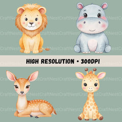 Safari Animals Nursery Clipart Bundle - CraftNest - Digital Crafting and Art