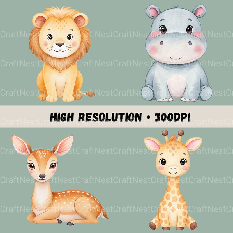 Safari Animals Nursery Clipart Bundle - CraftNest - Digital Crafting and Art