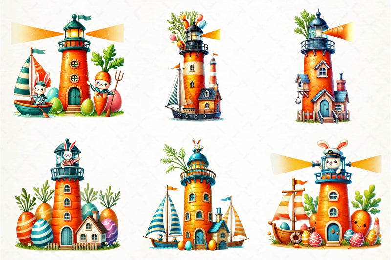 Easter Carrot Lighthouse Clipart Bundle - CraftNest - Digital Crafting and Art